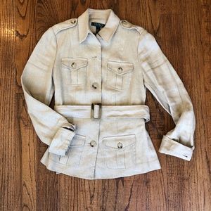 Lauren Ralph Lauren khaki & gold linen jacket